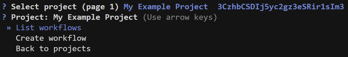 Chariot CLI project selection