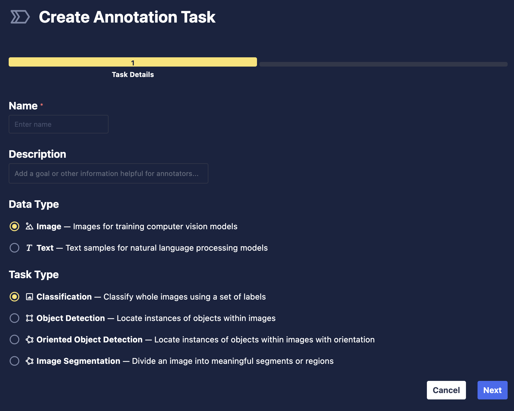 Create an annotation task