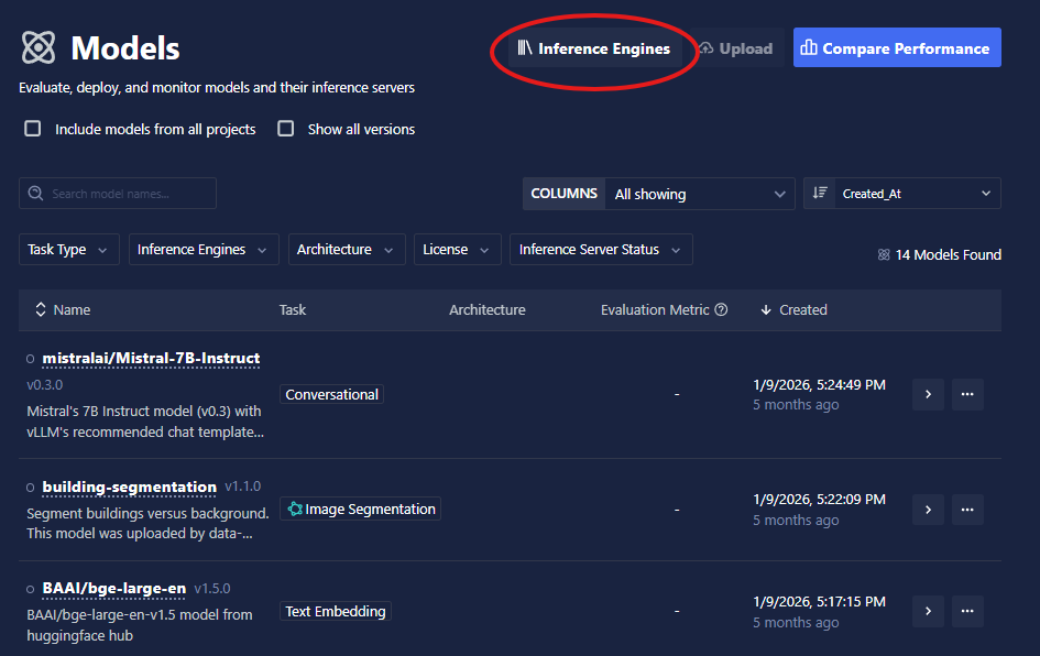 Inference Engine Library button