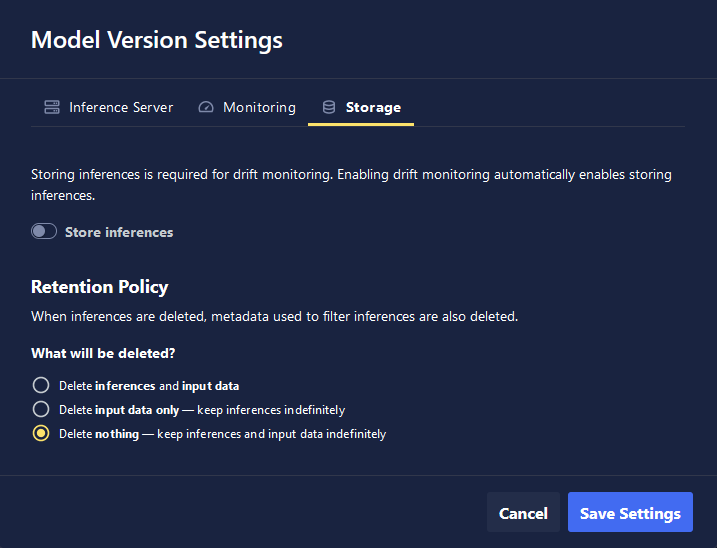inference-server-storage-settings