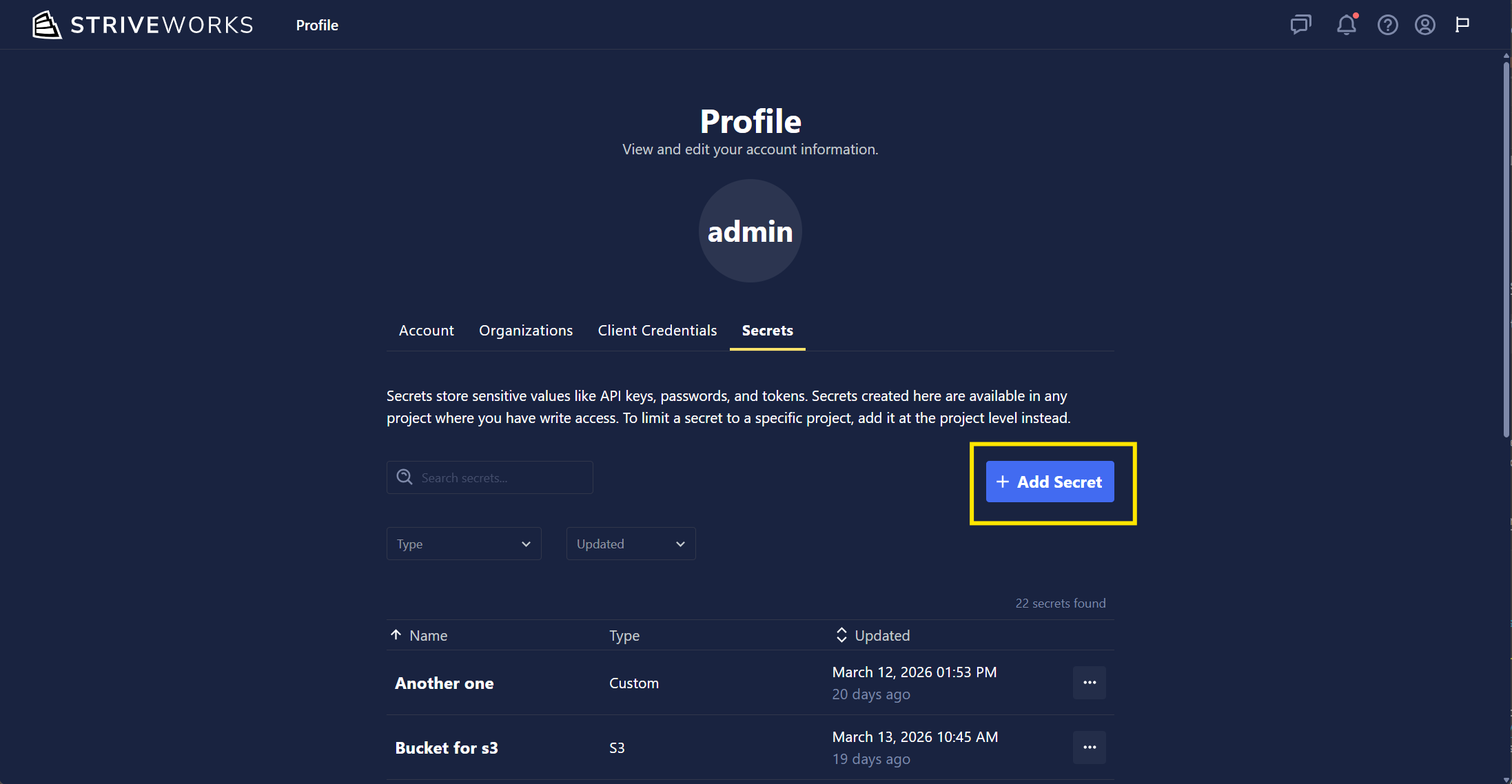 User-Scoped Secrets Management